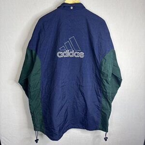 Adidas 90s Crinkle Nylon‎ Colorblock Windbreaker Jacket Blue Big Logo Men L
